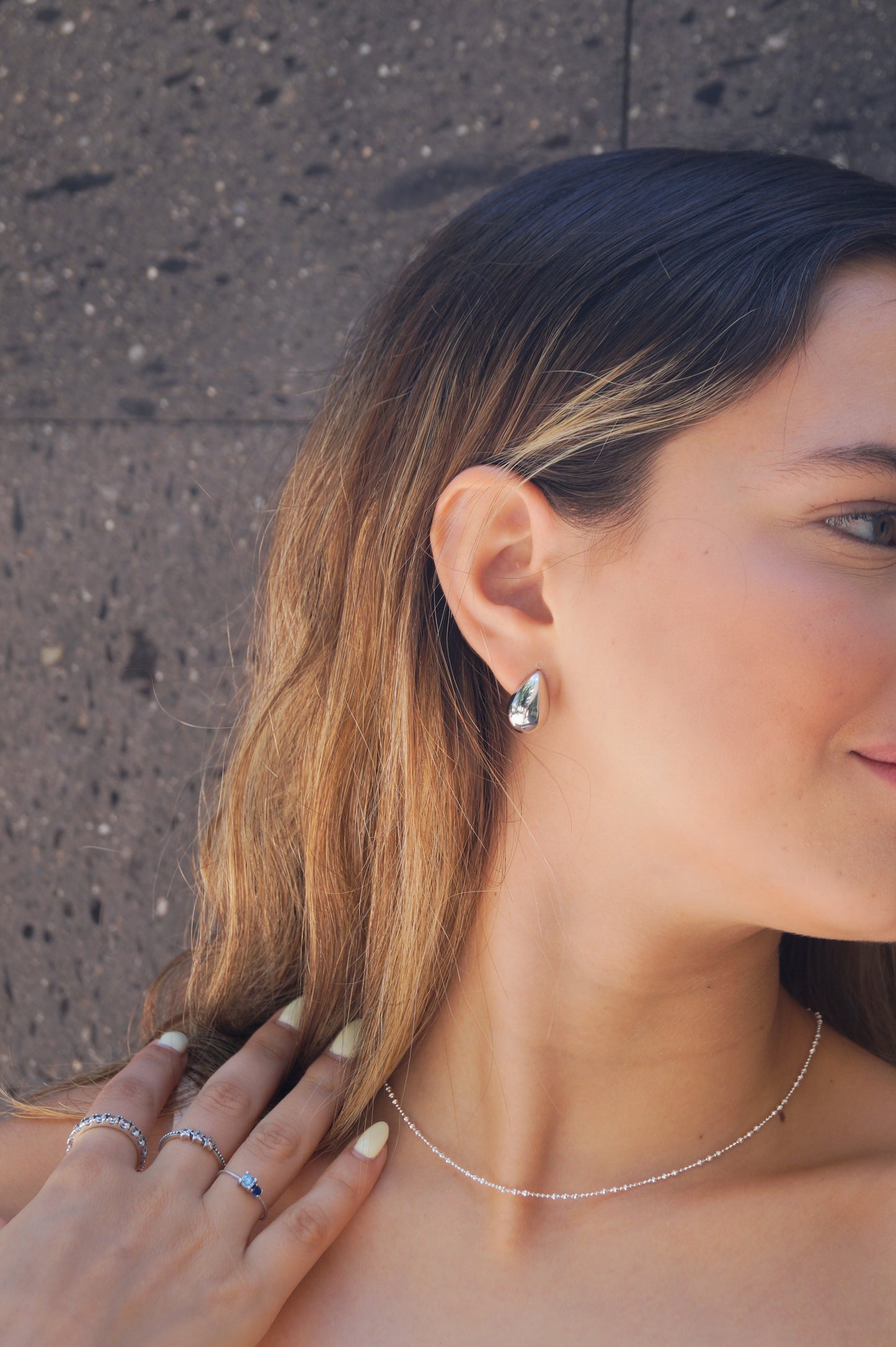 Aretes plata ley gota dosce joyeria puesto