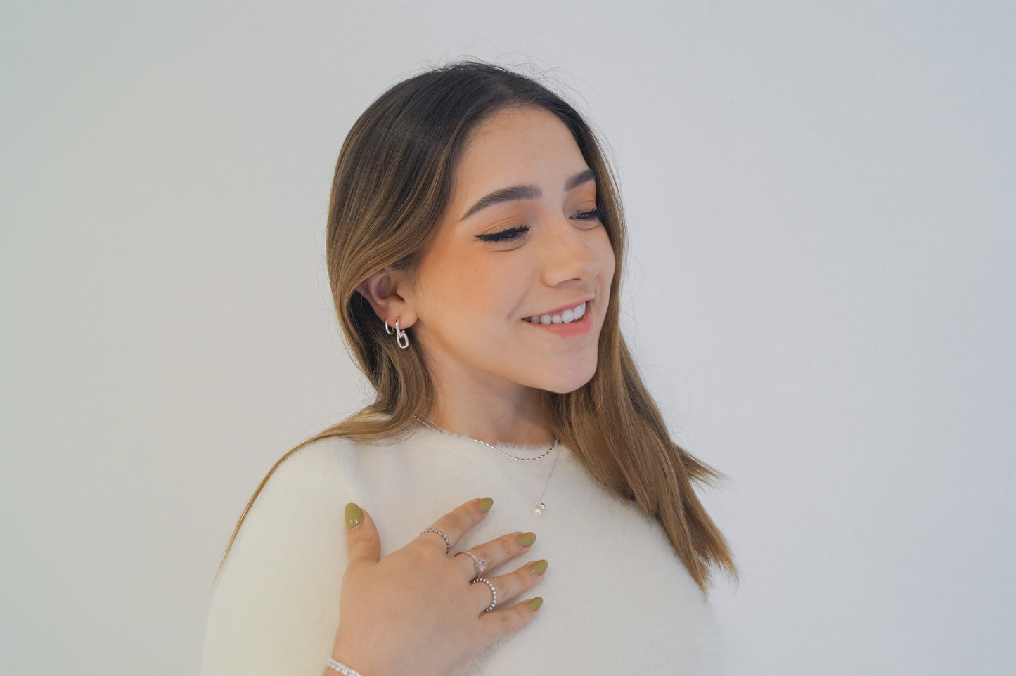 aretes eslabon con joyeria plata ley dosce joyeria