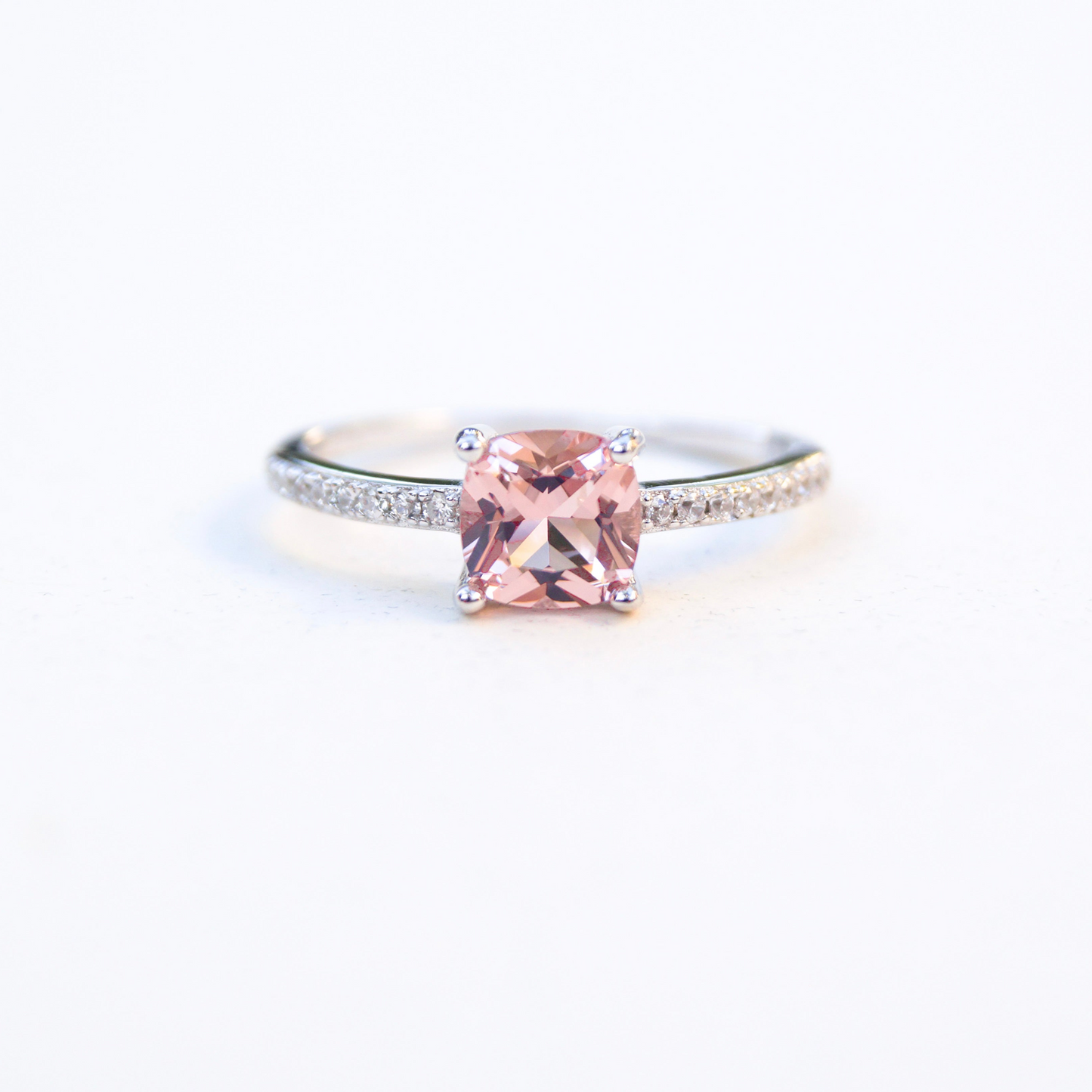 Anillo plata ley con cristal rosa dosce joyeria