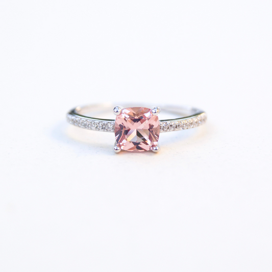Anillo plata ley con cristal rosa dosce joyeria