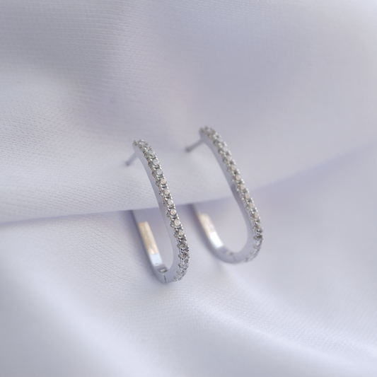 Arracadas largas con zirconia plata ley 925 dosce joyería