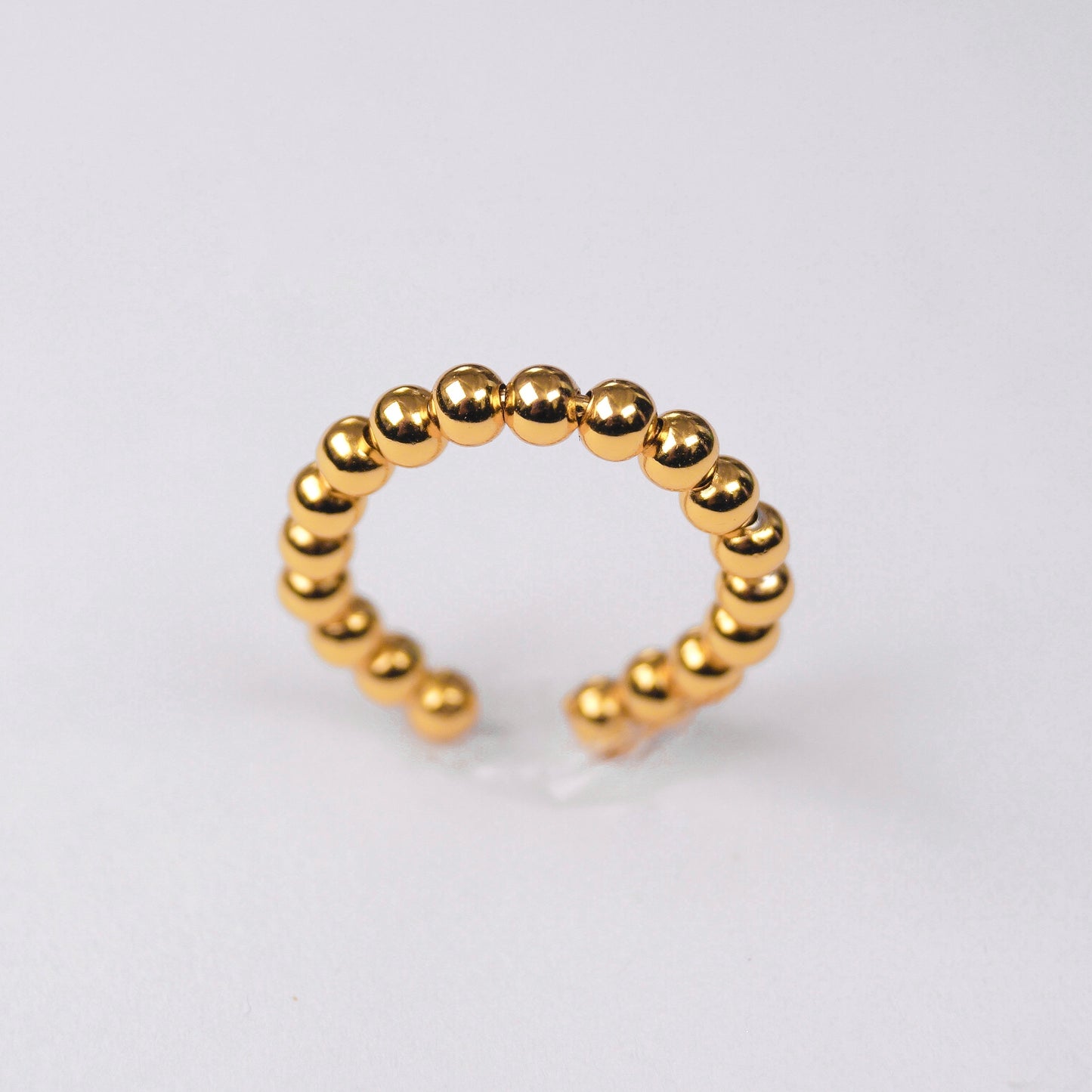 anillo ajustable de bolitas waterproof enchapado en oro en plata ley 