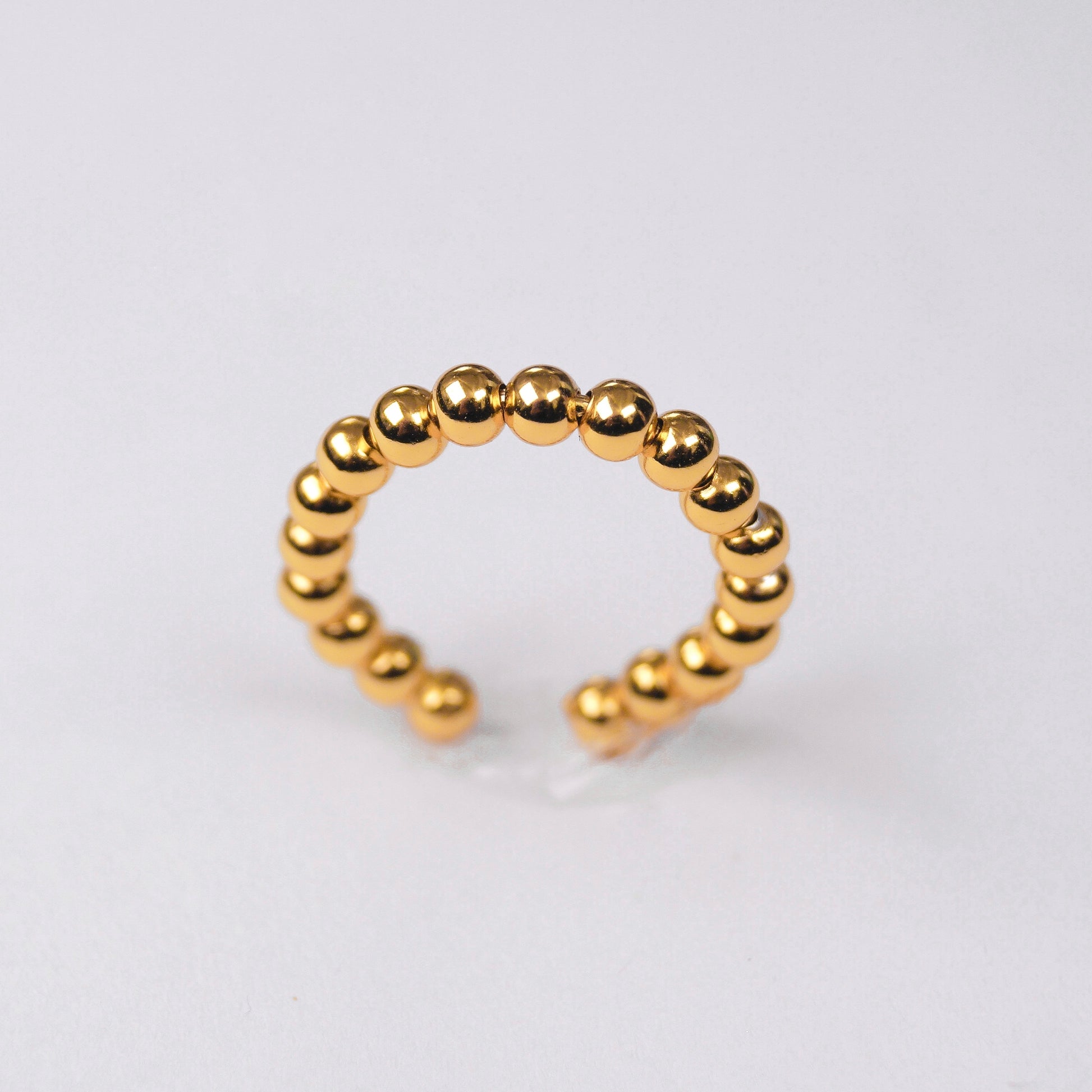 anillo ajustable de bolitas waterproof enchapado en oro en plata ley 