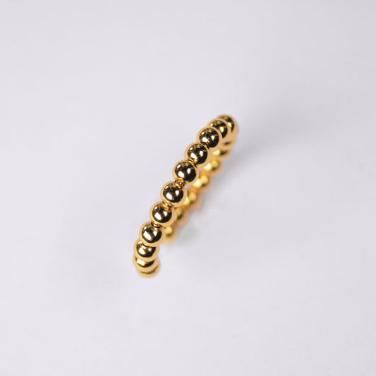 anillo dorado ajustable bolitas dosce joyeria
