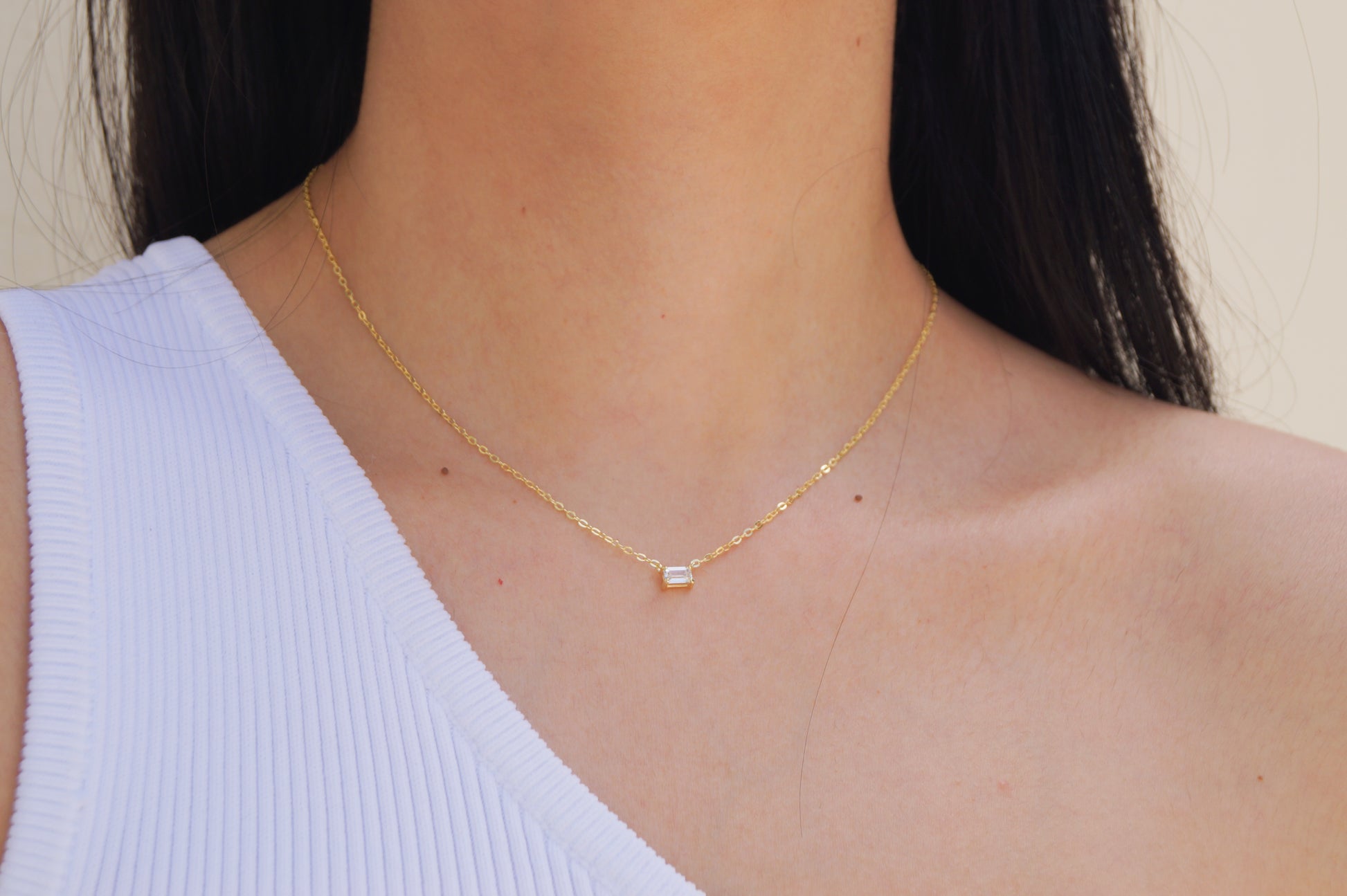 collar enchapado en oro en plata 925 con cristal puesto waterproof